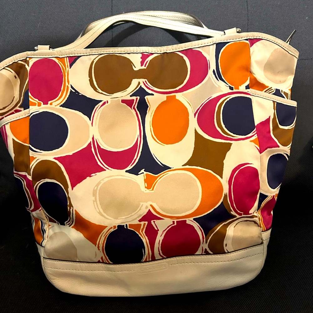 Coach Carrie Hand Drawn Scarf Print Tote